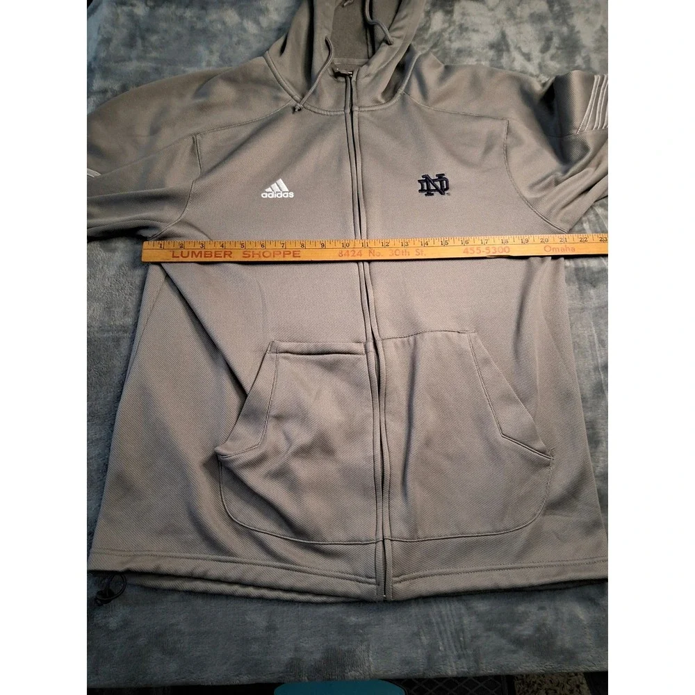 Adidas Mens Notre Dame Fighting Irish ClimaWarm Full‎ Zip Hoodie Gray Size M